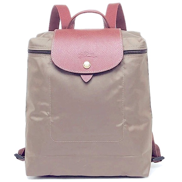 Longchamp Handbags - Longchamp Le Pilage Khaki Nylon Backpack